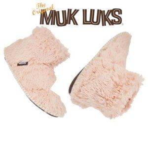Muk Luks Women's Solid Fur Bootie Slippers Plush Pink XL NWT/NEW